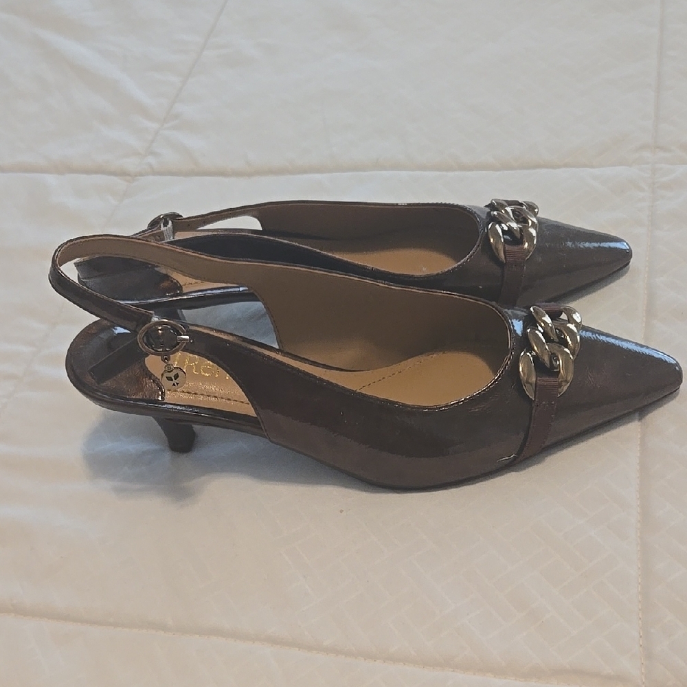 Designer  Brown Leather Heels with Slingback